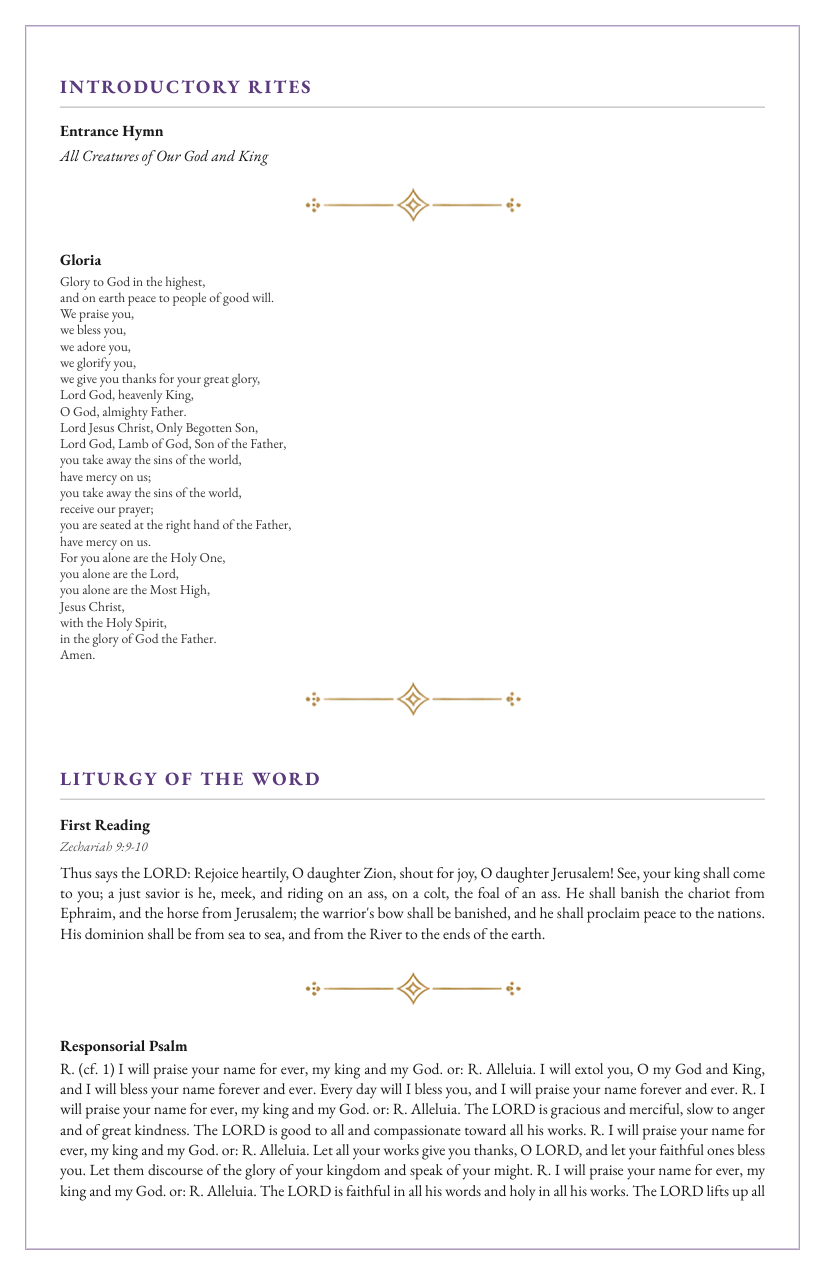 Sample program — Liturgy of the Word