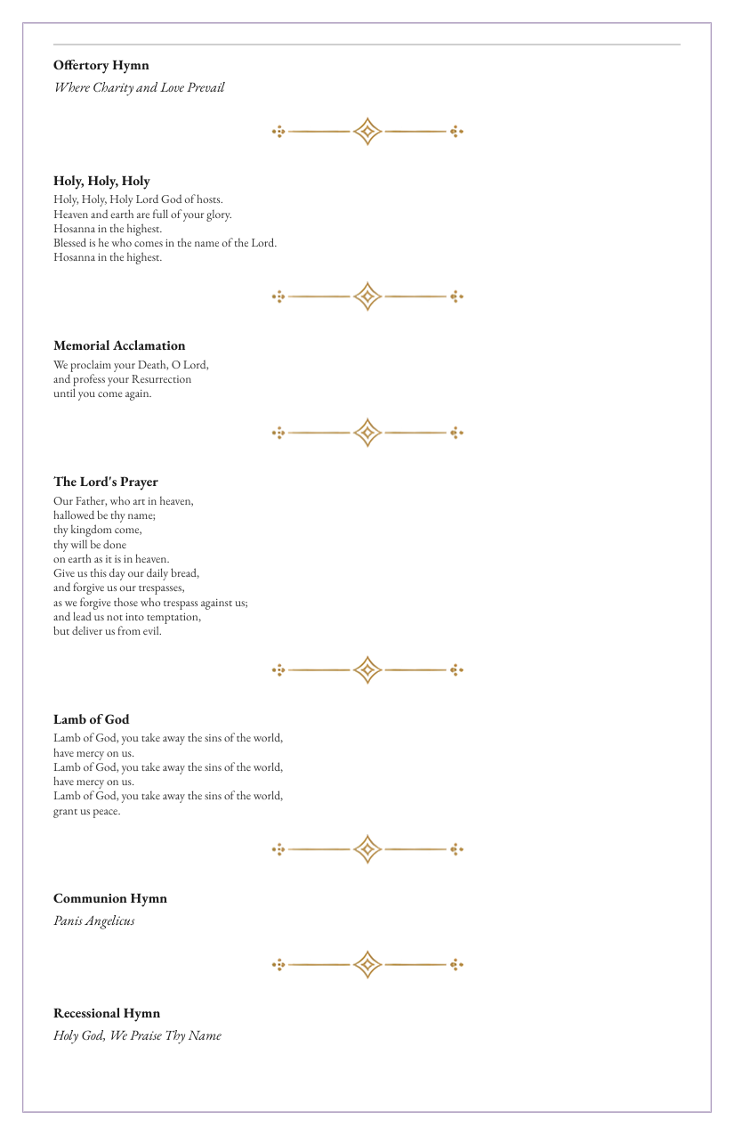 Sample program — Liturgy of the Eucharist