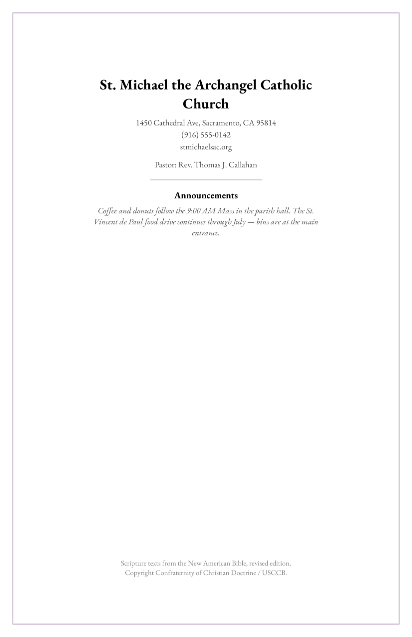 Sample program — Parish Notes