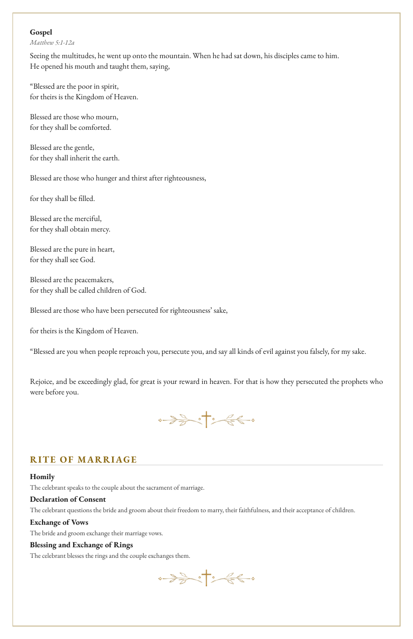 Sample program — Nuptial Rite & Music