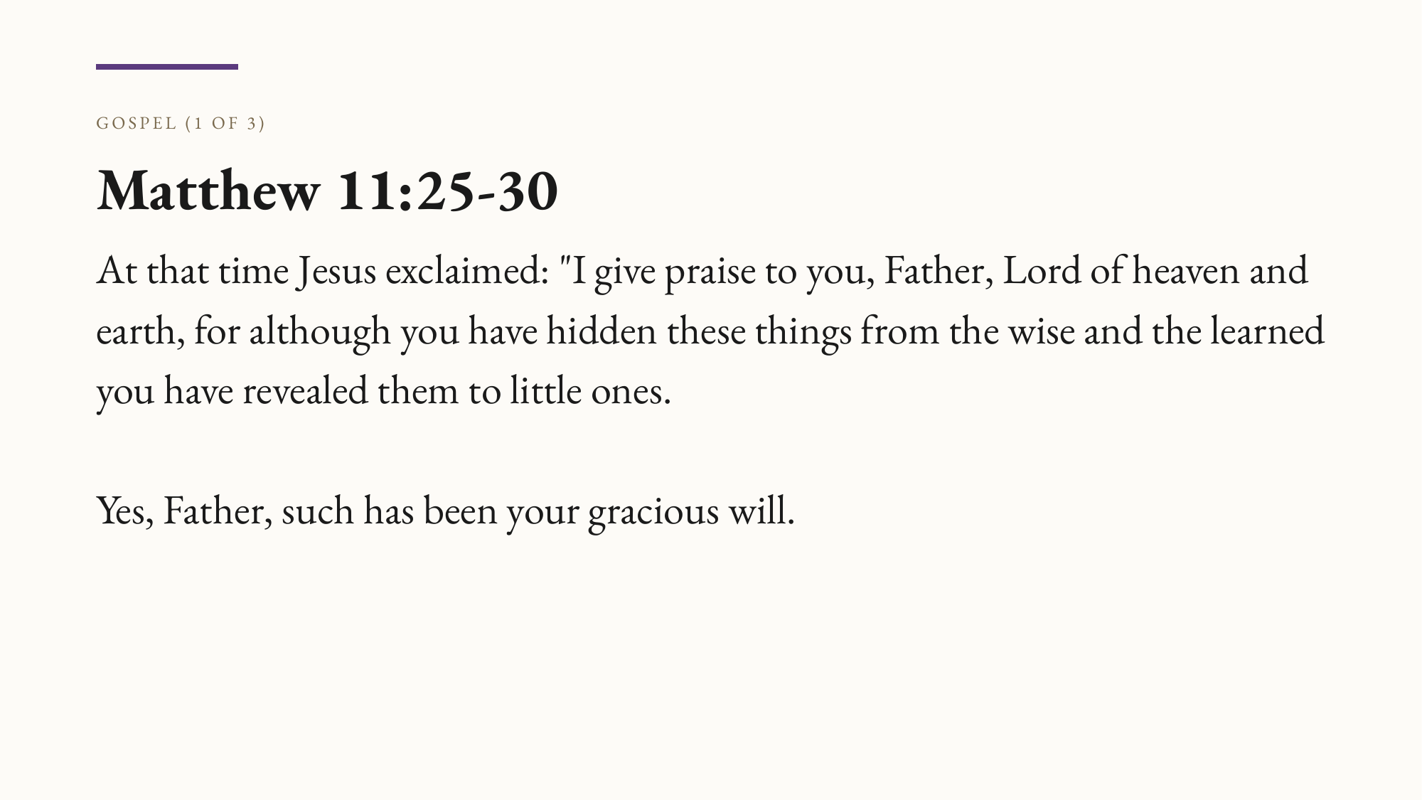Sample projection slide — Gospel