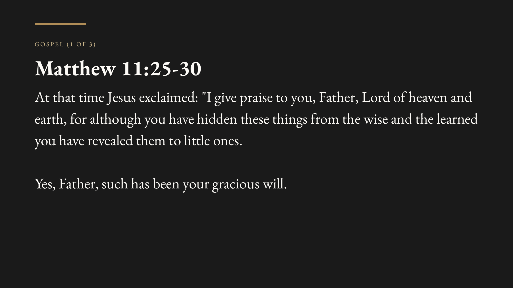 Sample projection slide — Gospel