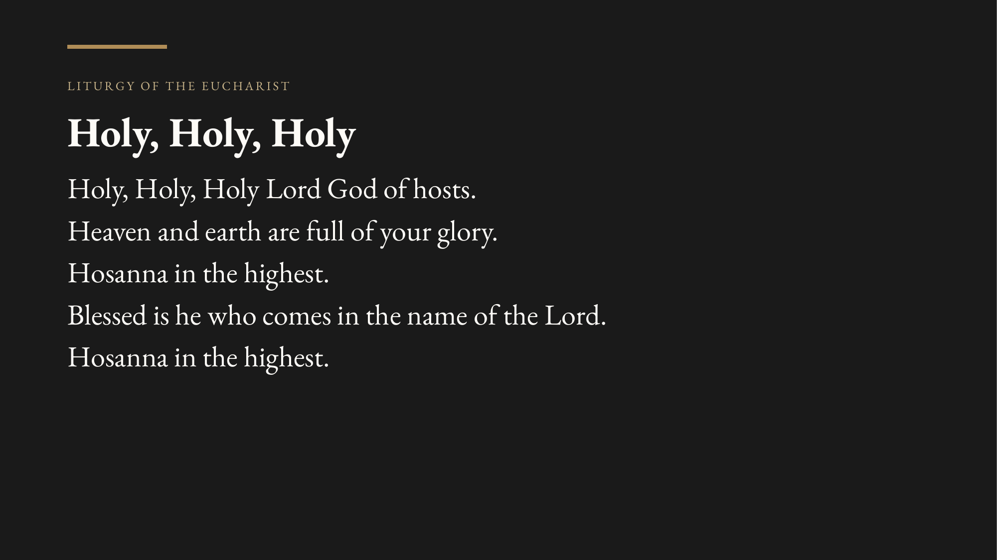 Sample projection slide — Holy, Holy, Holy