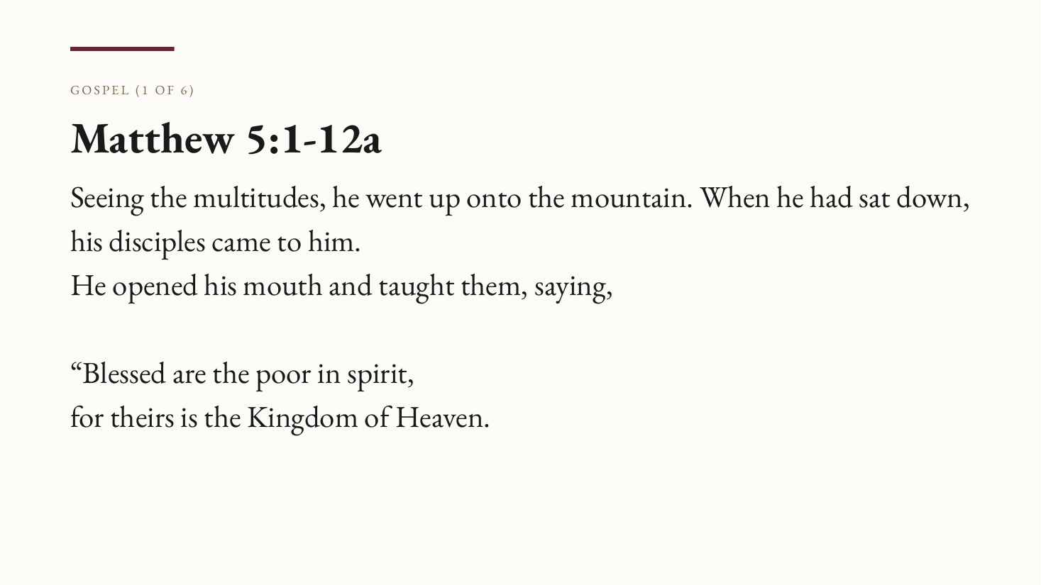 Sample projection slide — Gospel