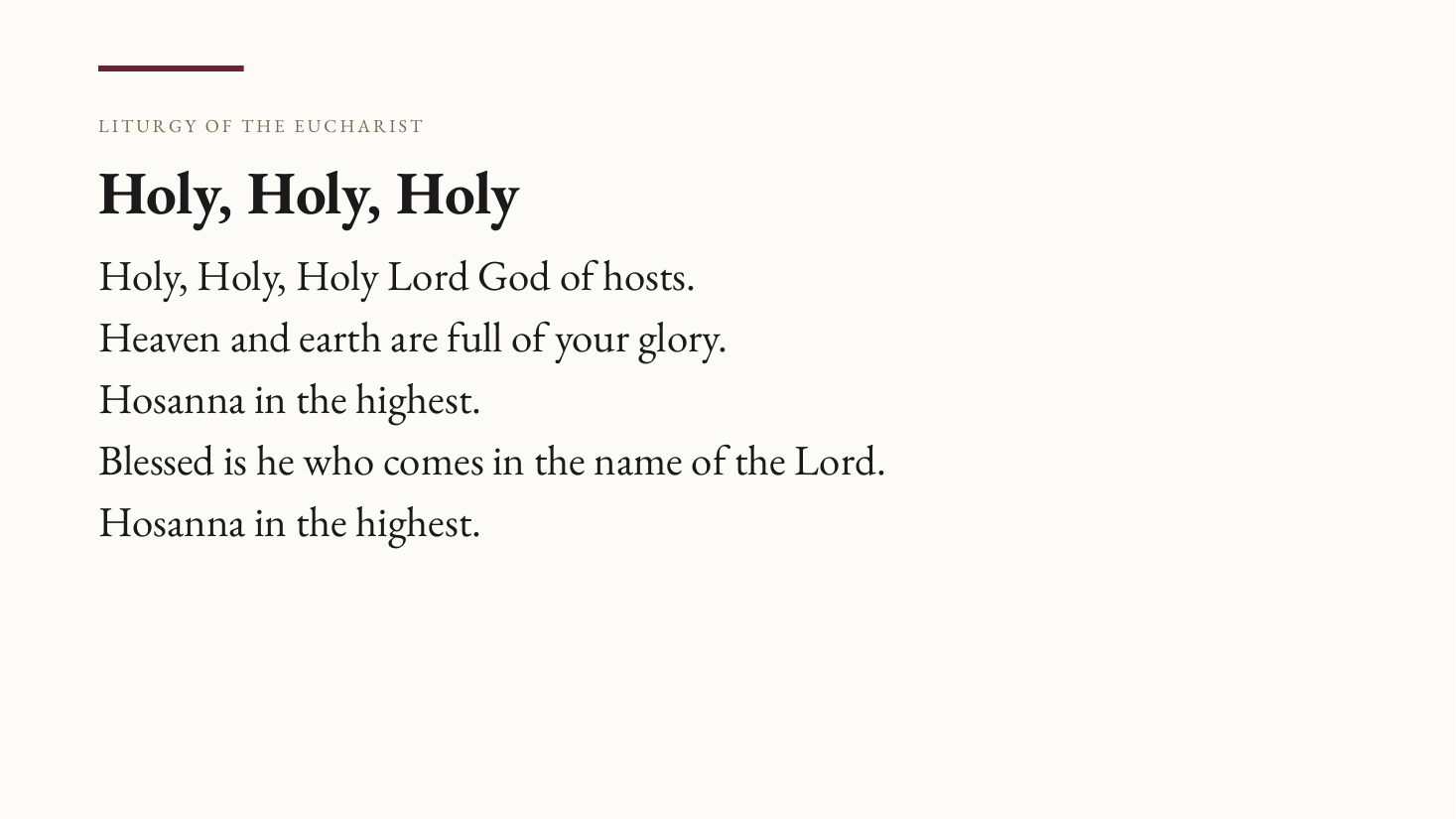 Sample projection slide — Holy, Holy, Holy
