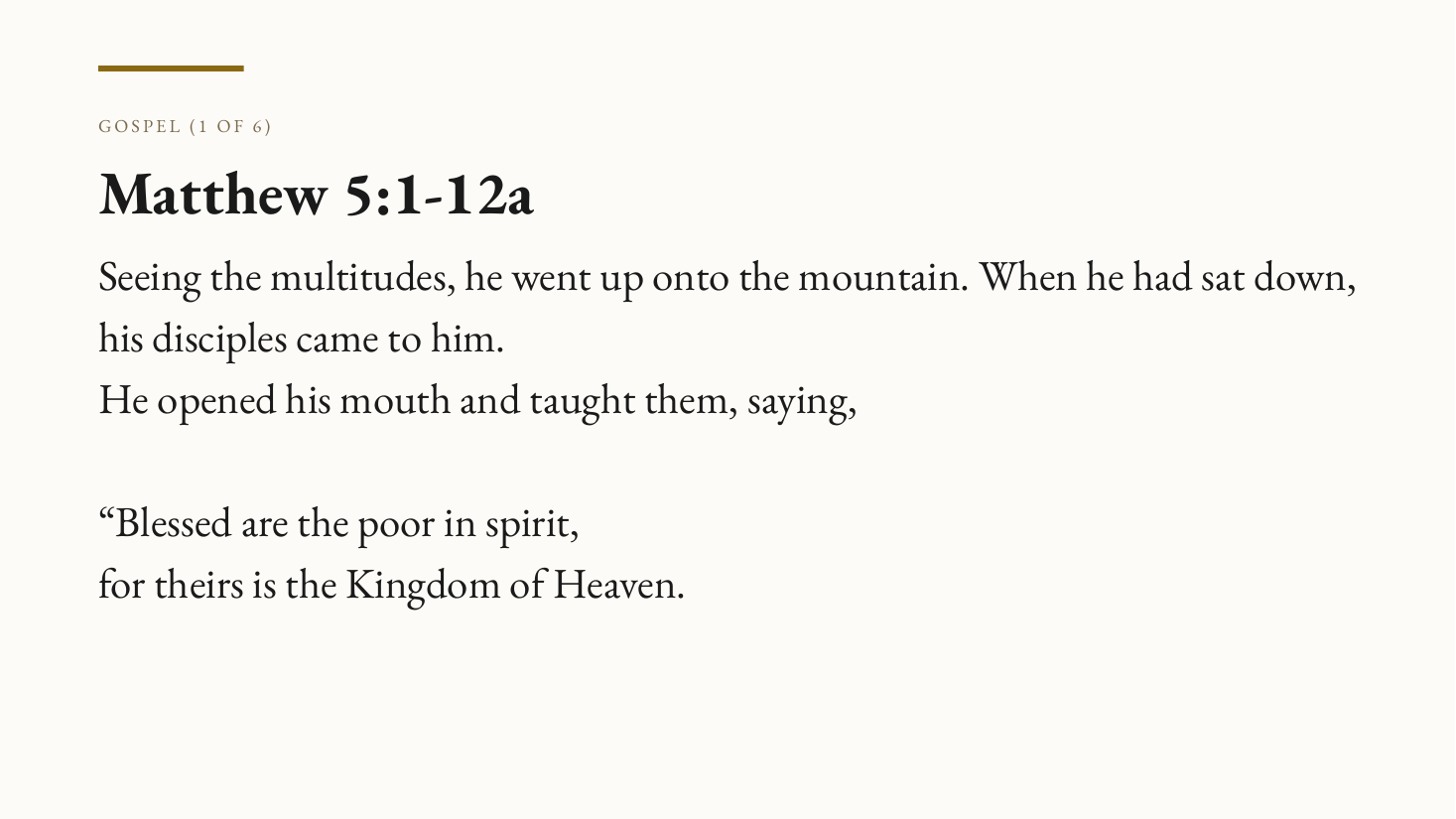 Sample projection slide — Gospel