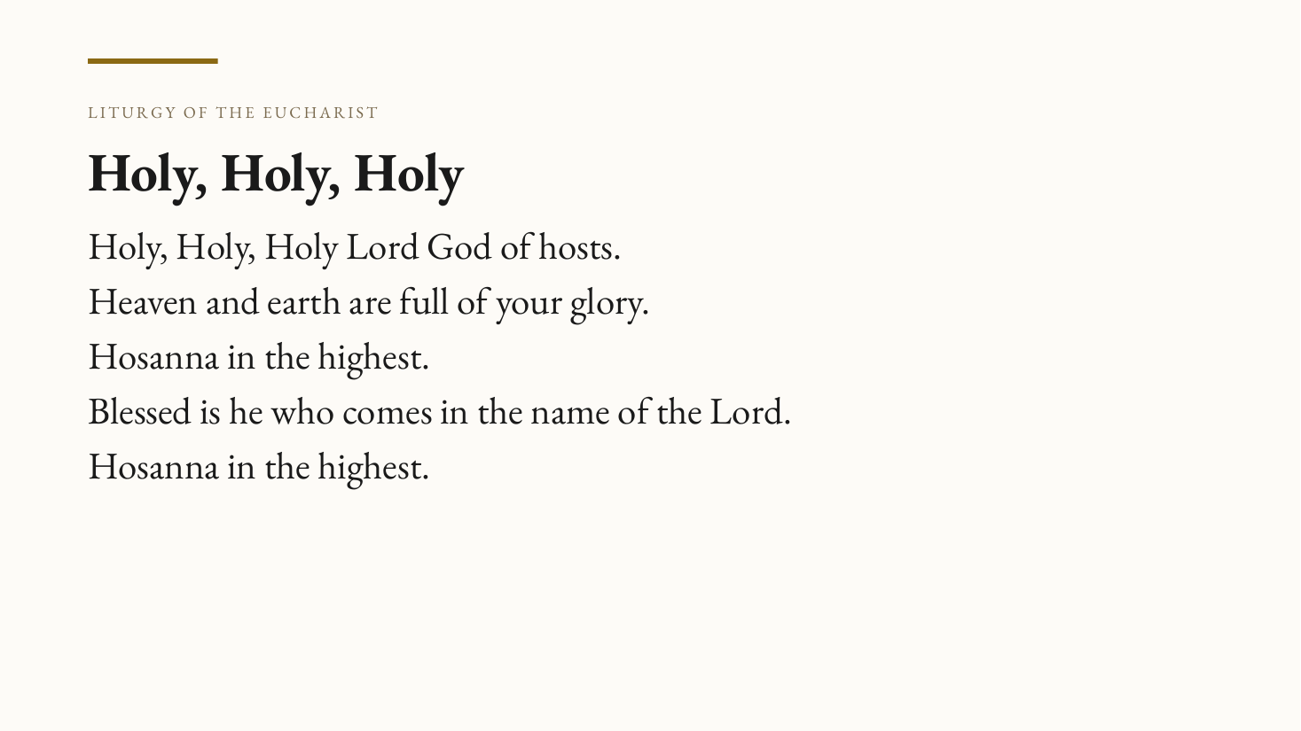 Sample projection slide — Holy, Holy, Holy